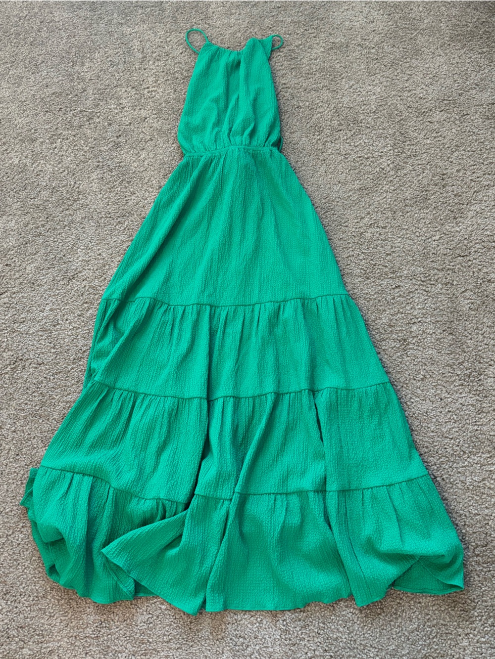 Forever New Emerald Green Tie Back Tiered Maxi Dress